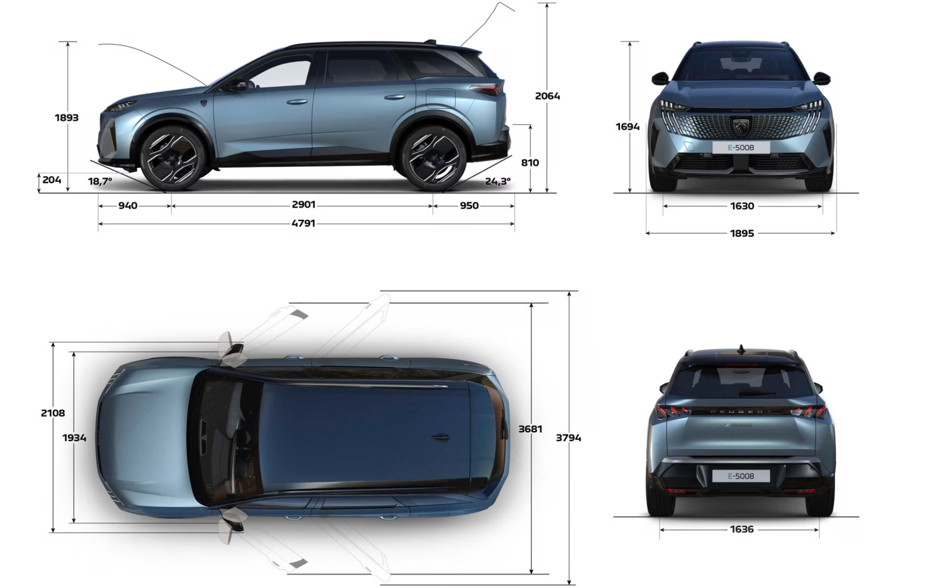 PEUGEOT 5008 SUV (Пежо 5008) розміри